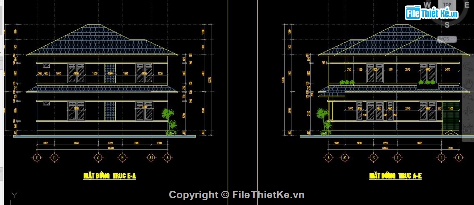 Bản vẽ Biệt thự 2 tầng,Mẫu bản vẽ biệt thự 2 tầng,File cad Biệt thự,Hồ sơ bản vẽ biệt thự,File cad Biệt thự 2 tầng